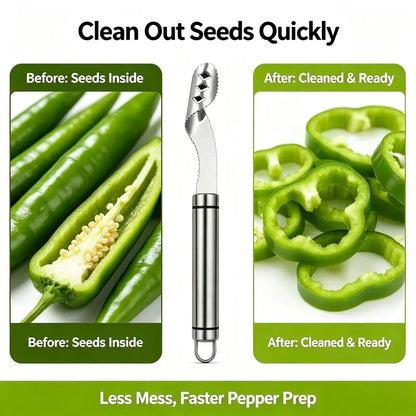 Stainless Steel Pepper Corer Seed Remover Tool, For Multi Vegetable-2 Pack