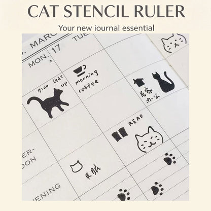 Hand-painted cat-themed ruler