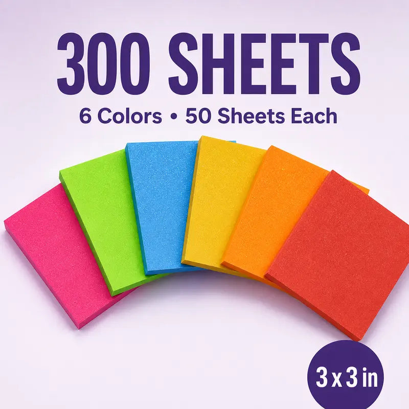Frosted See-Through Glittered Reusable Sticky Notes,  300-Sheet