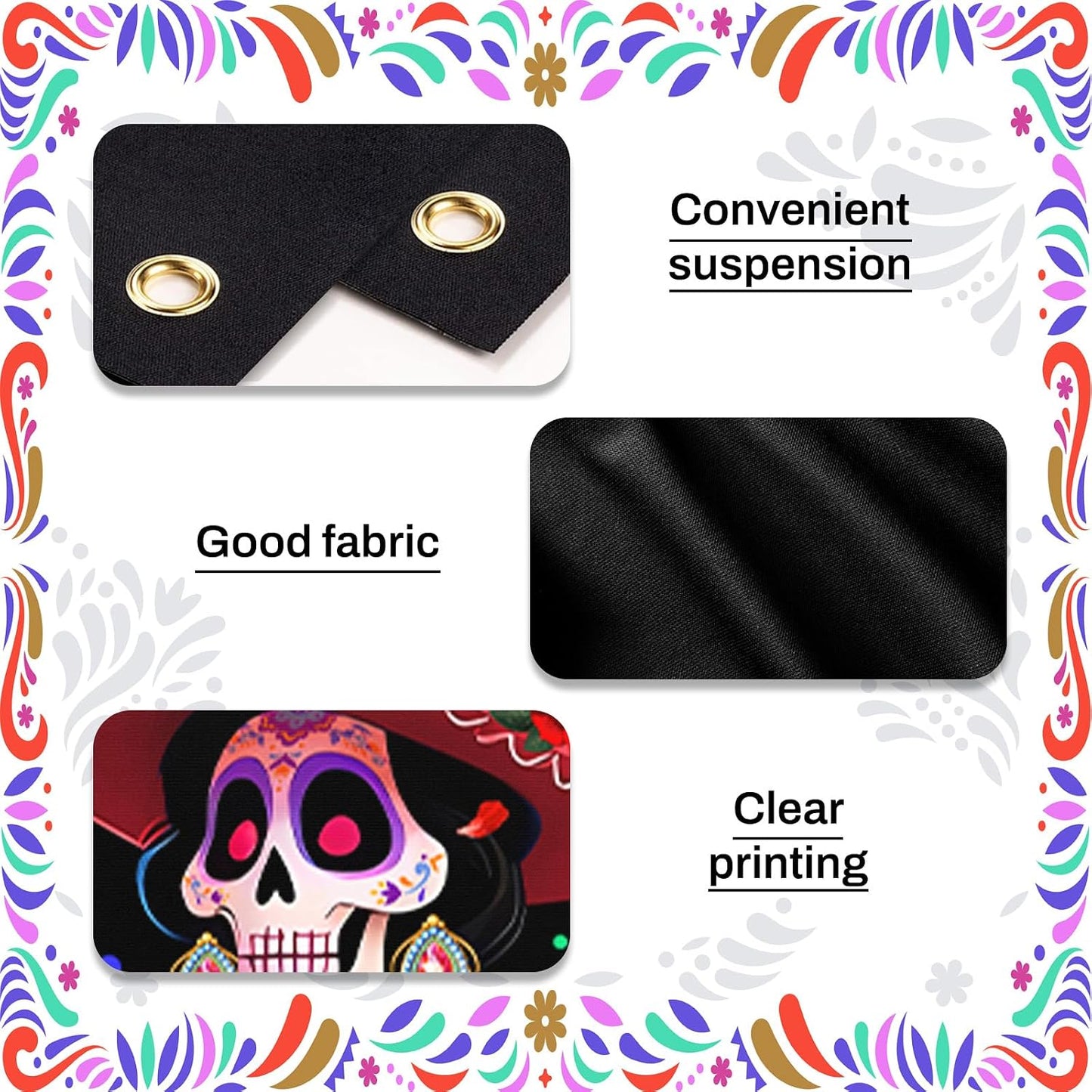 Halloween Porch Signs Banner Mexico Day of The Dead