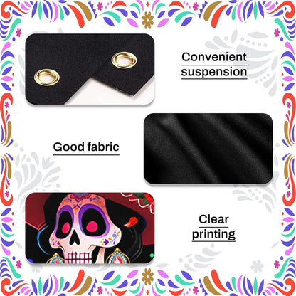 Halloween Porch Signs Banner Mexico Day of The Dead