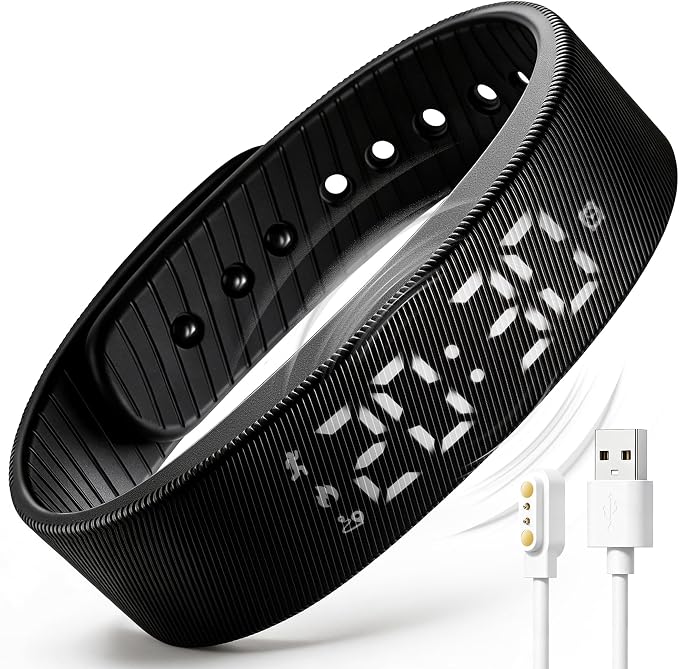 Smart Fitness Tracker with Silent Alarm Clock and Waterproof Strap