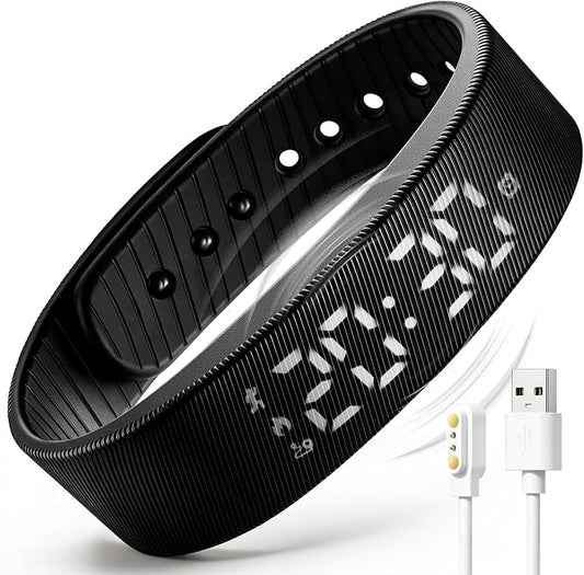 Smart Fitness Tracker with Silent Alarm Clock and Waterproof Strap