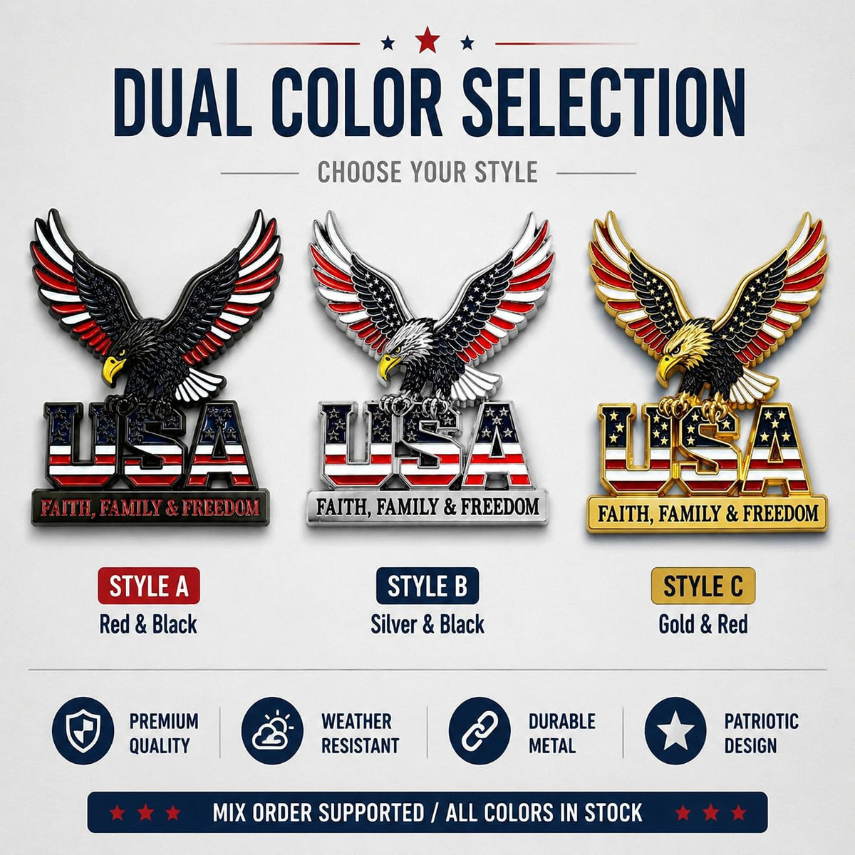 3D Metal Eagle Emblem Sticker with  Adhesive