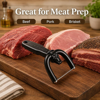 Handheld Steel Blade Meat Cutting Knife, U-Grip Ergonomic Fat Trimming