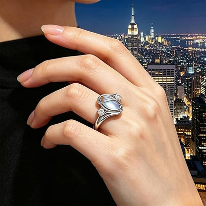 925 Sterling Silver Moonstone Ring, Embellished with Cubic Zirconia