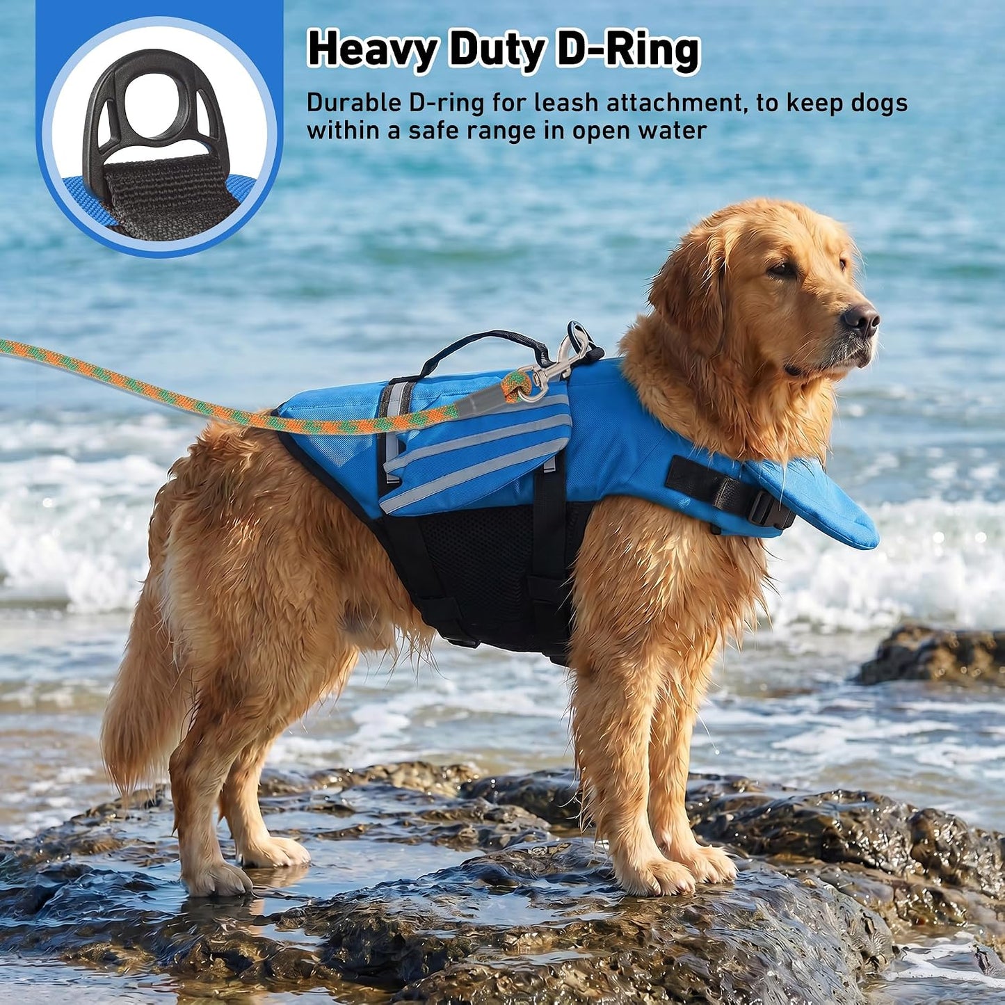 Ripstop Dog Life Jacket, Dog Life Vest With Rescue Handle Keep Doggy Safe