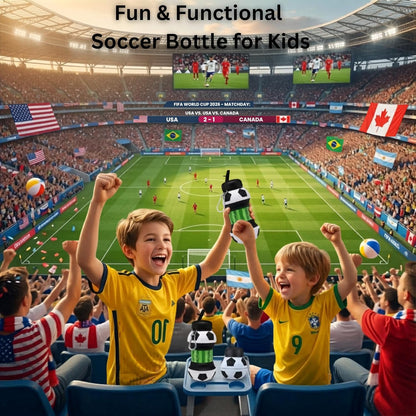 19oz/550ml Soccer Ball Water Bottle Collapsible - Food Grade with Carabiner Clip