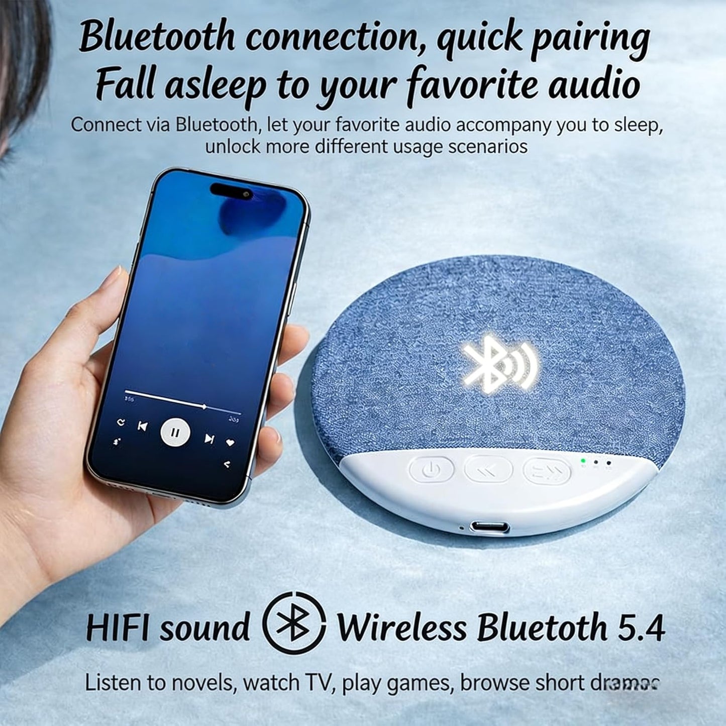 2026 New Bluetooth Pillow Speaker for Sleeping, Ultra-Thin 1.1cm Under Pillow Speaker
