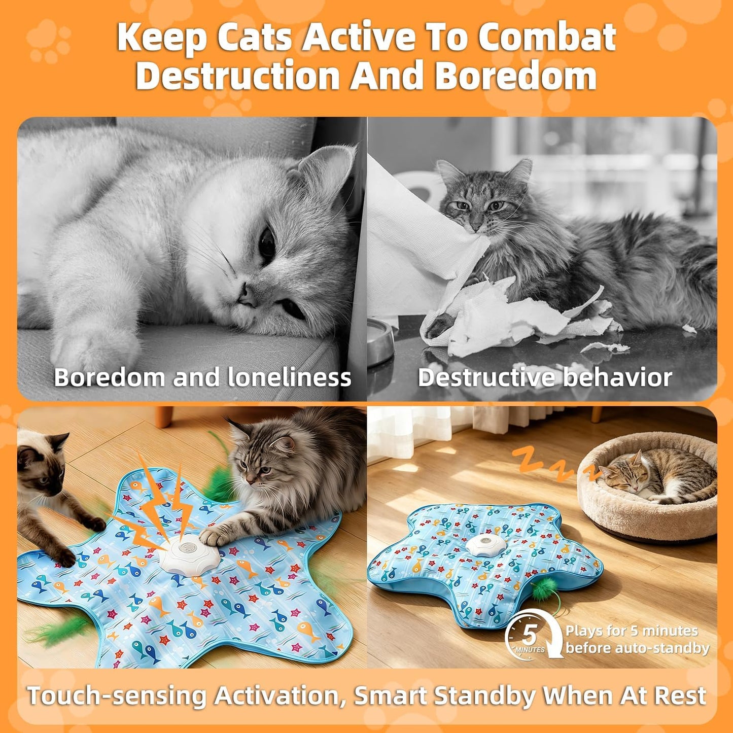 3 Touch Modes Hide and Seek Interactive Cat Hunting Toy