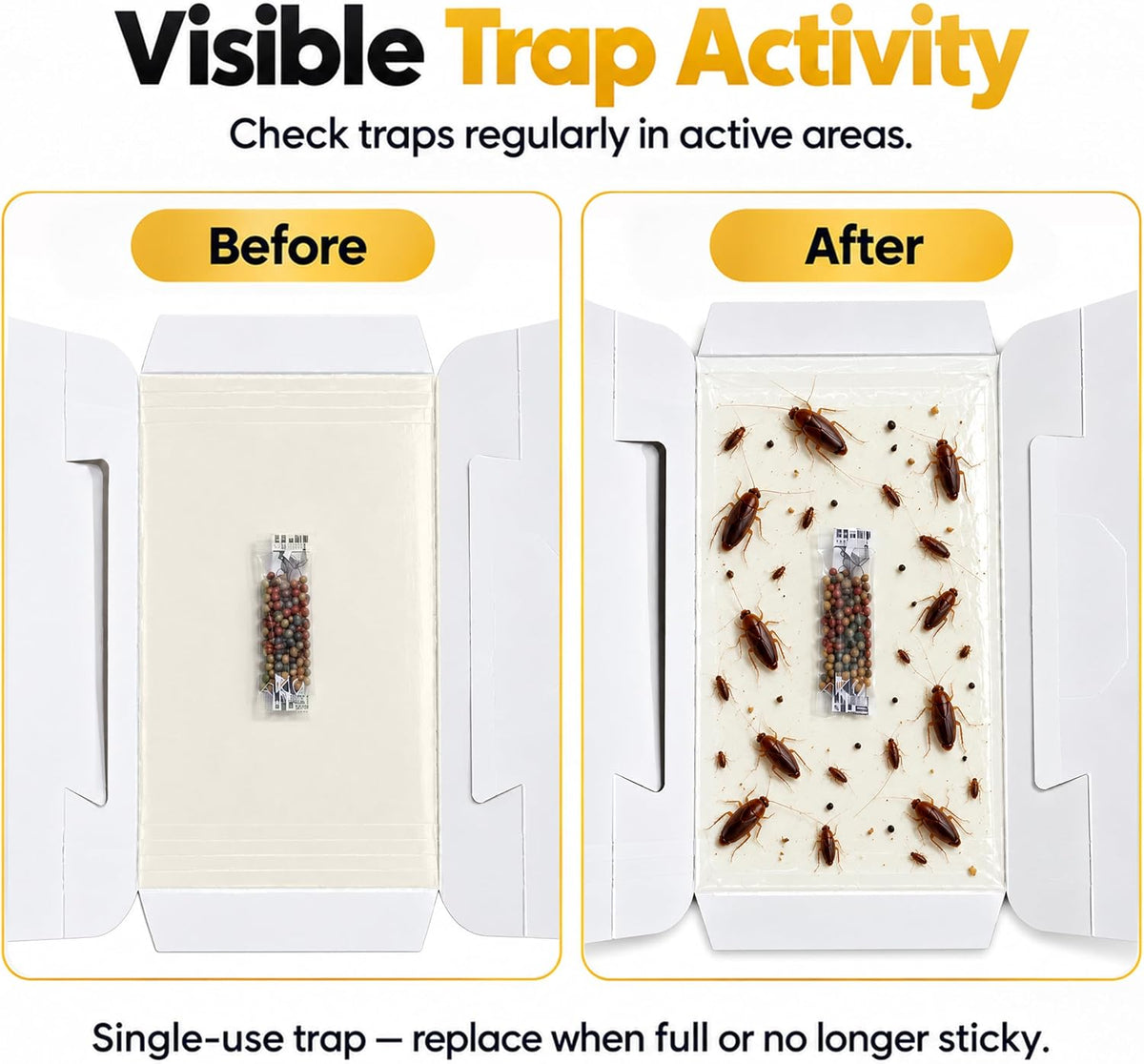 10Pcs Cockroach Traps Indoors - Sticky Roach Traps & Killer, Family & Pet Safe