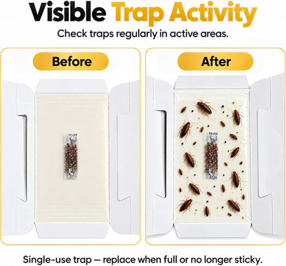 10Pcs Cockroach Traps Indoors - Sticky Roach Traps & Killer, Family & Pet Safe