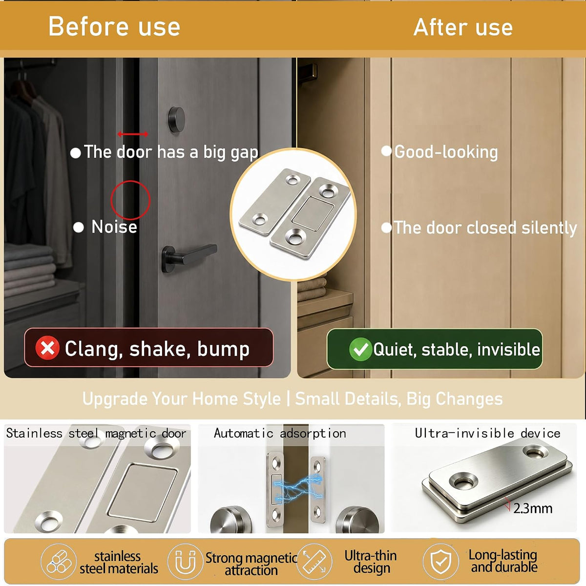 10 Pack Ultra Thin Magnetic Latch Easy to Install Cabinet Magnets