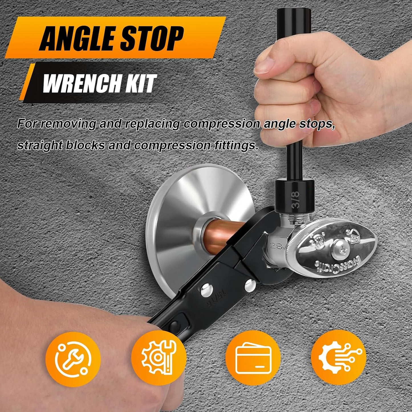 2Pcs Double-Ended Wrench Set And Angle Valve Wrench – Plumbing Repair Tools