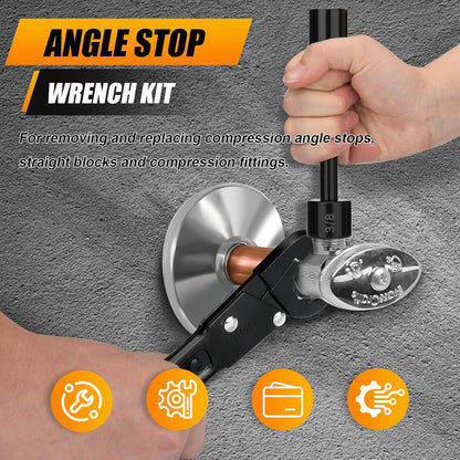 2Pcs Double-Ended Wrench Set And Angle Valve Wrench – Plumbing Repair Tools