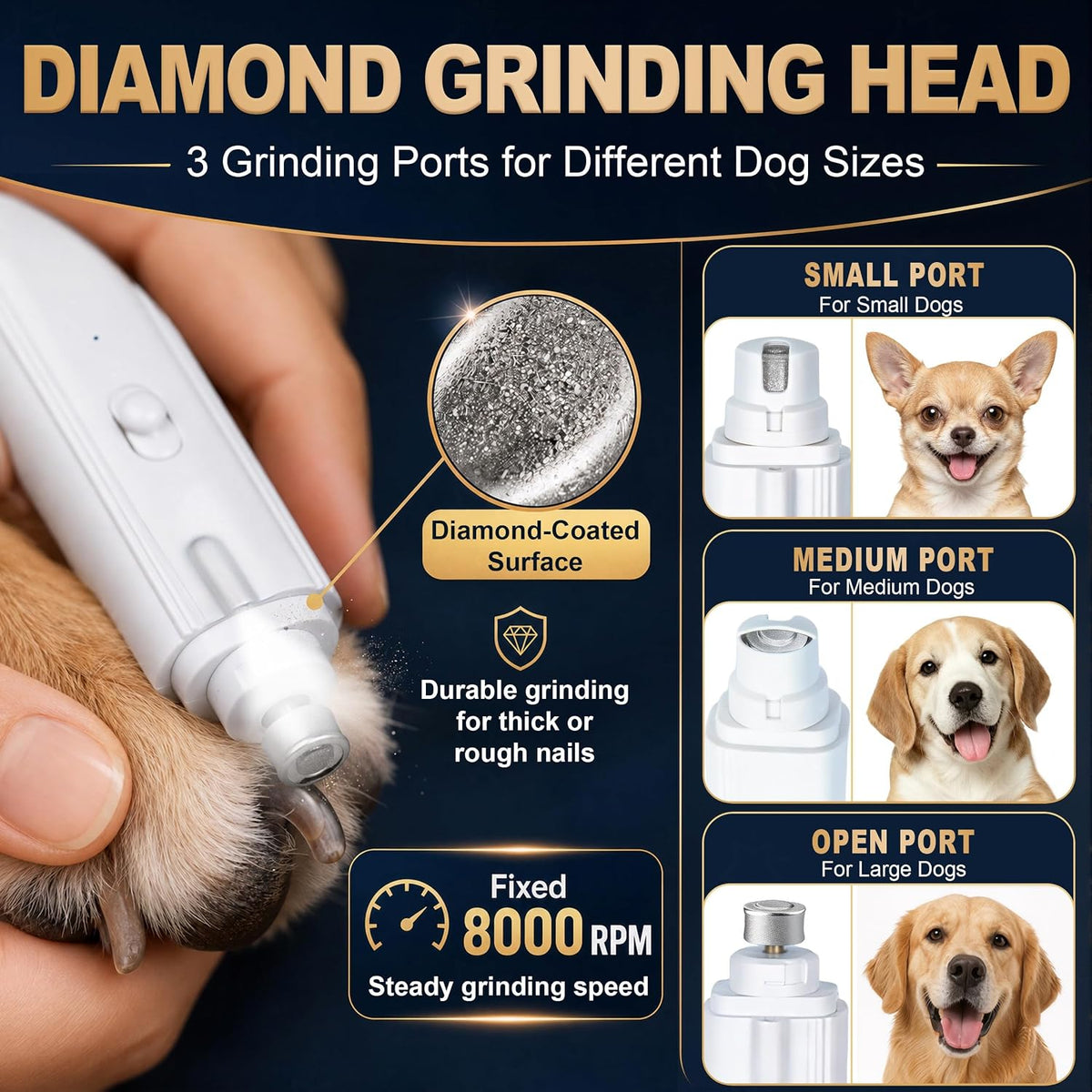 Dog Nail Clippers with Light & Grinder
