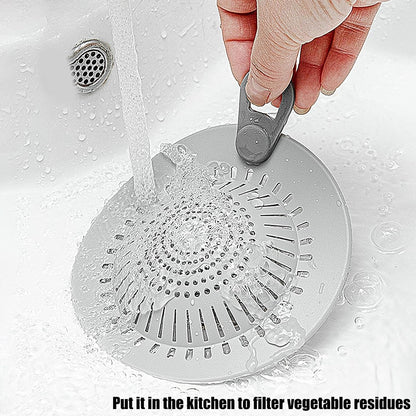 2 Pcs Silicone Drain Strainer, Pull-Tab Hair Catcher for Bathroom & Kitchen