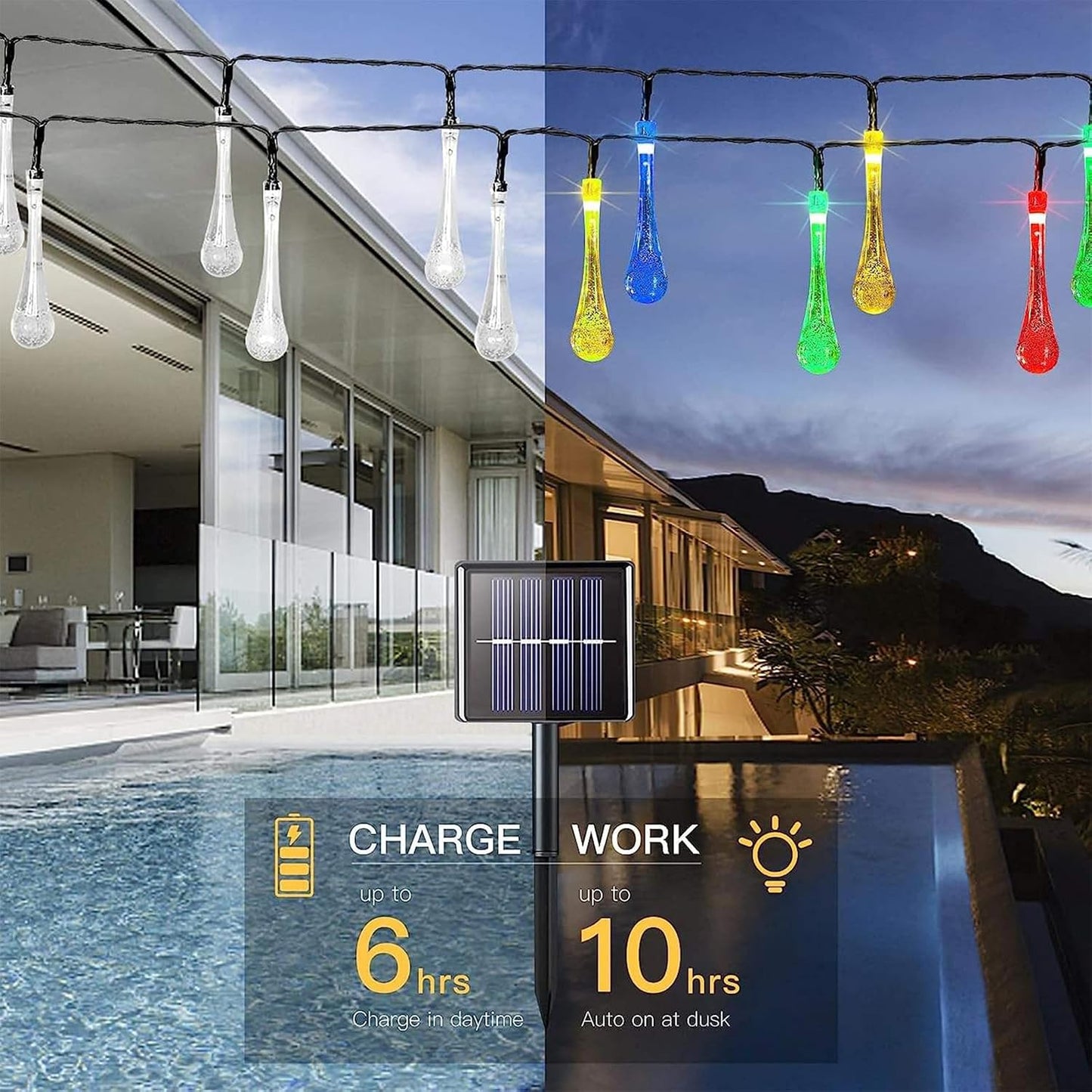 Multicolor Water Drop Fairy Lights for Halloween Christmas