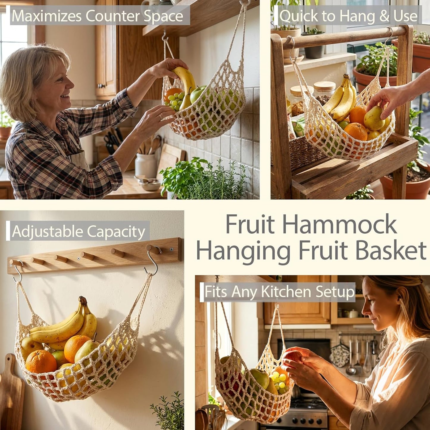 Hanging Fruit Hammock Under Cabinet
