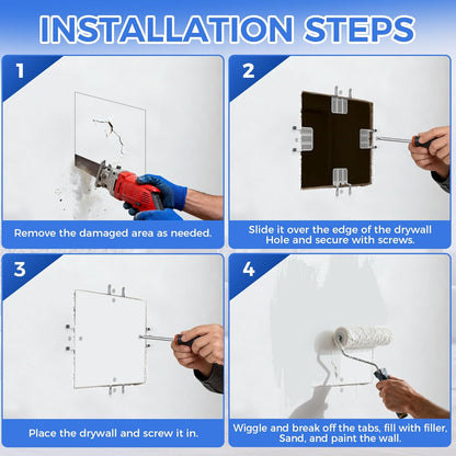 Professional Hole Repair Patch Kit for Wall and Sheetrock, Strong Metal Backing Clips with Screws