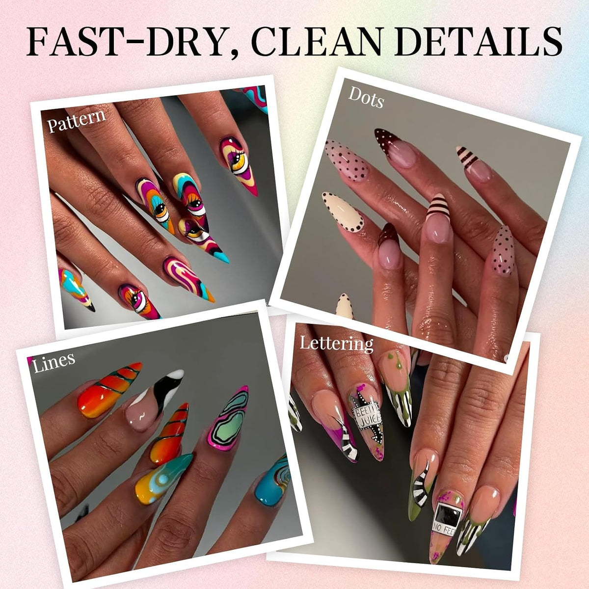12-Color Nail Art Pen Set - 3D Quick-Drying 0.5mm Nail Polish Pens