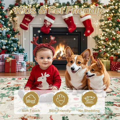 Christmas-themed Rug - Machine Washable, Non-Slip