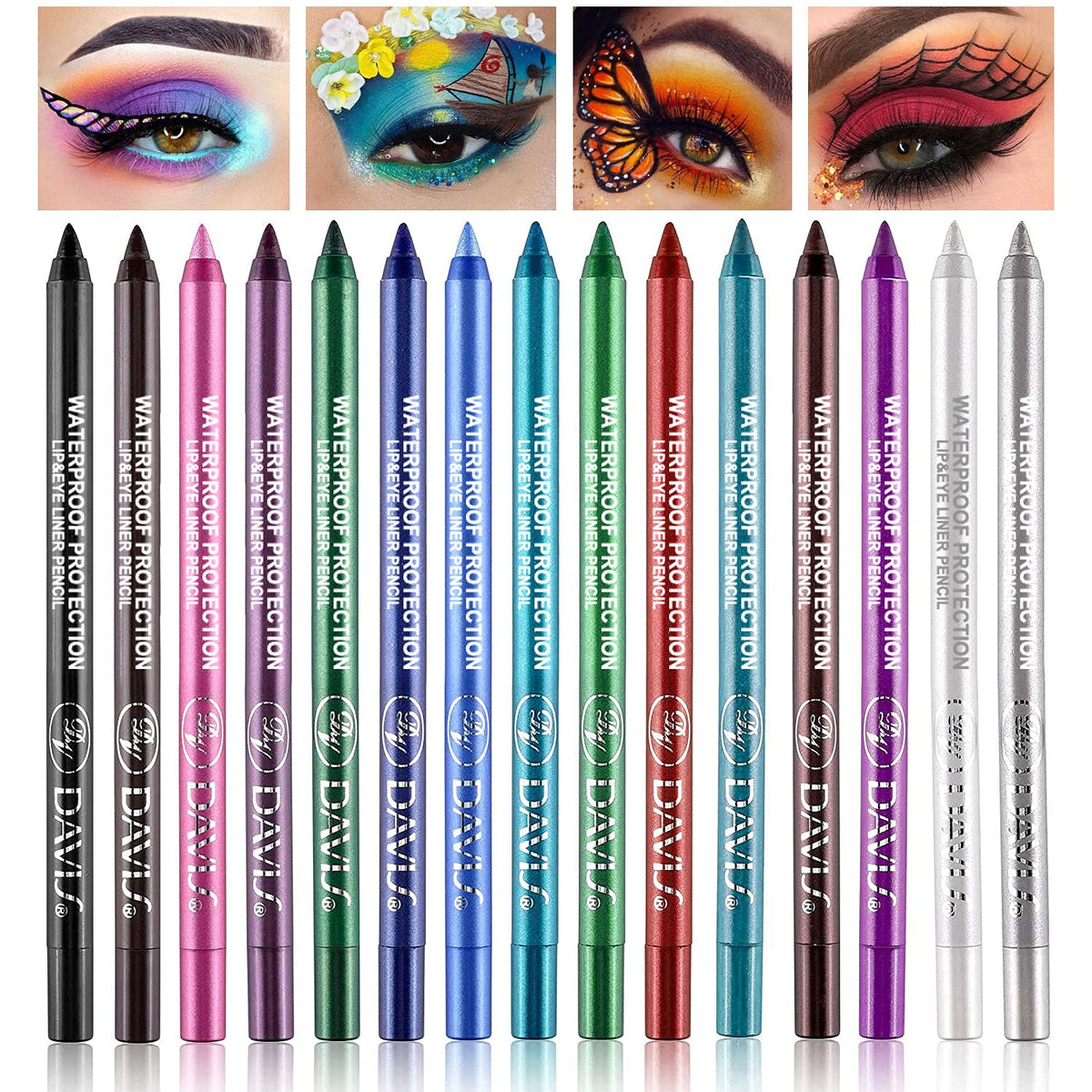 15PCS Colorful Eyeliner Pen Set with Pencil Sharpener