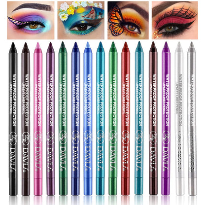 15PCS Colorful Eyeliner Pen Set with Pencil Sharpener