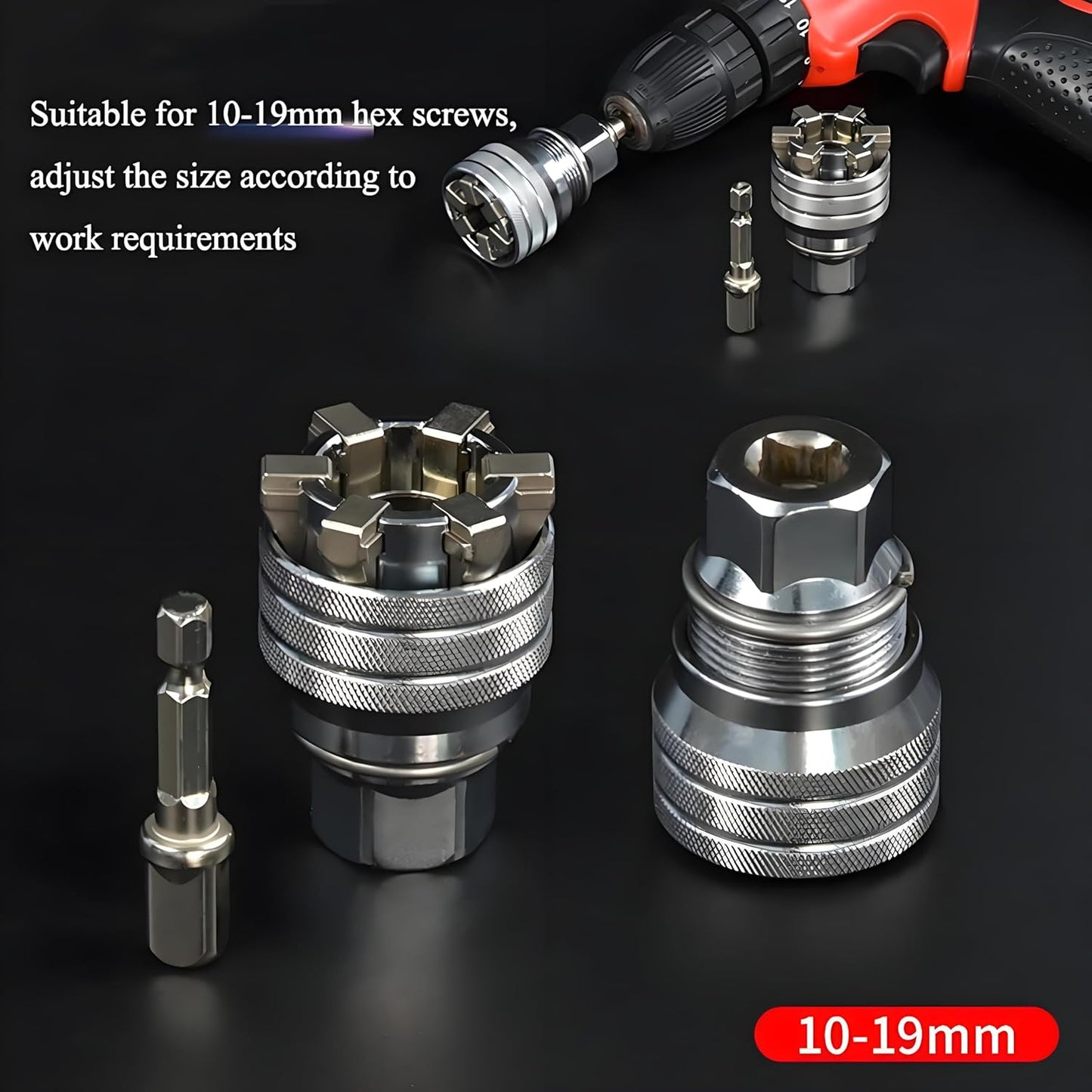 Adjustable Universal Socket Wrench 3/8" Drive Multi-Function Power Drill Bit Adapter