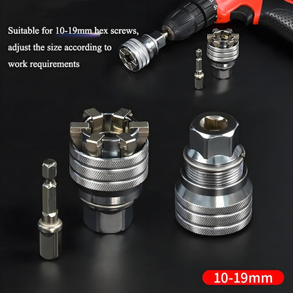 Adjustable Universal Socket Wrench 3/8" Drive Multi-Function Power Drill Bit Adapter