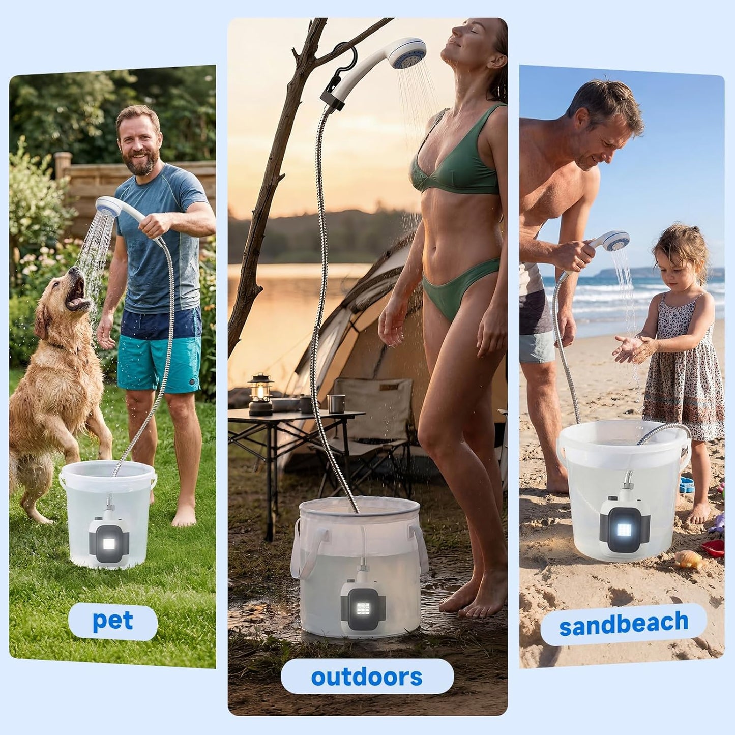 USB Rechargeable Electric Water Pump for Outdoor Showers