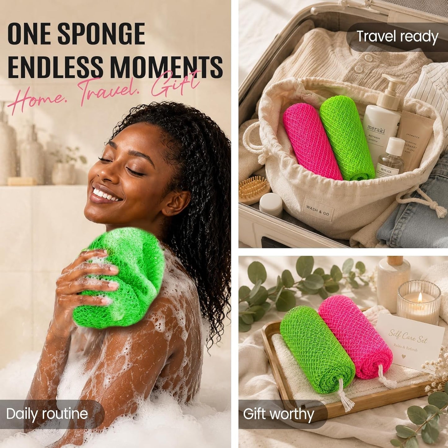 Net Sponge Exfoliating Back Scrubber Bath Sponge