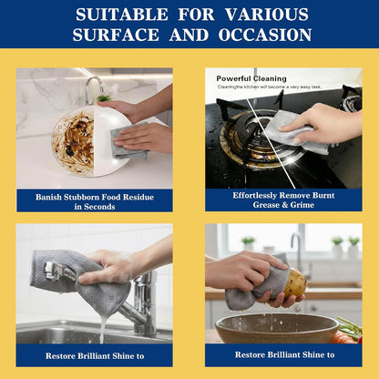 12pcs Scratch-Free Steel Dishcloths. Reusable, Quick-Dry, Odorless