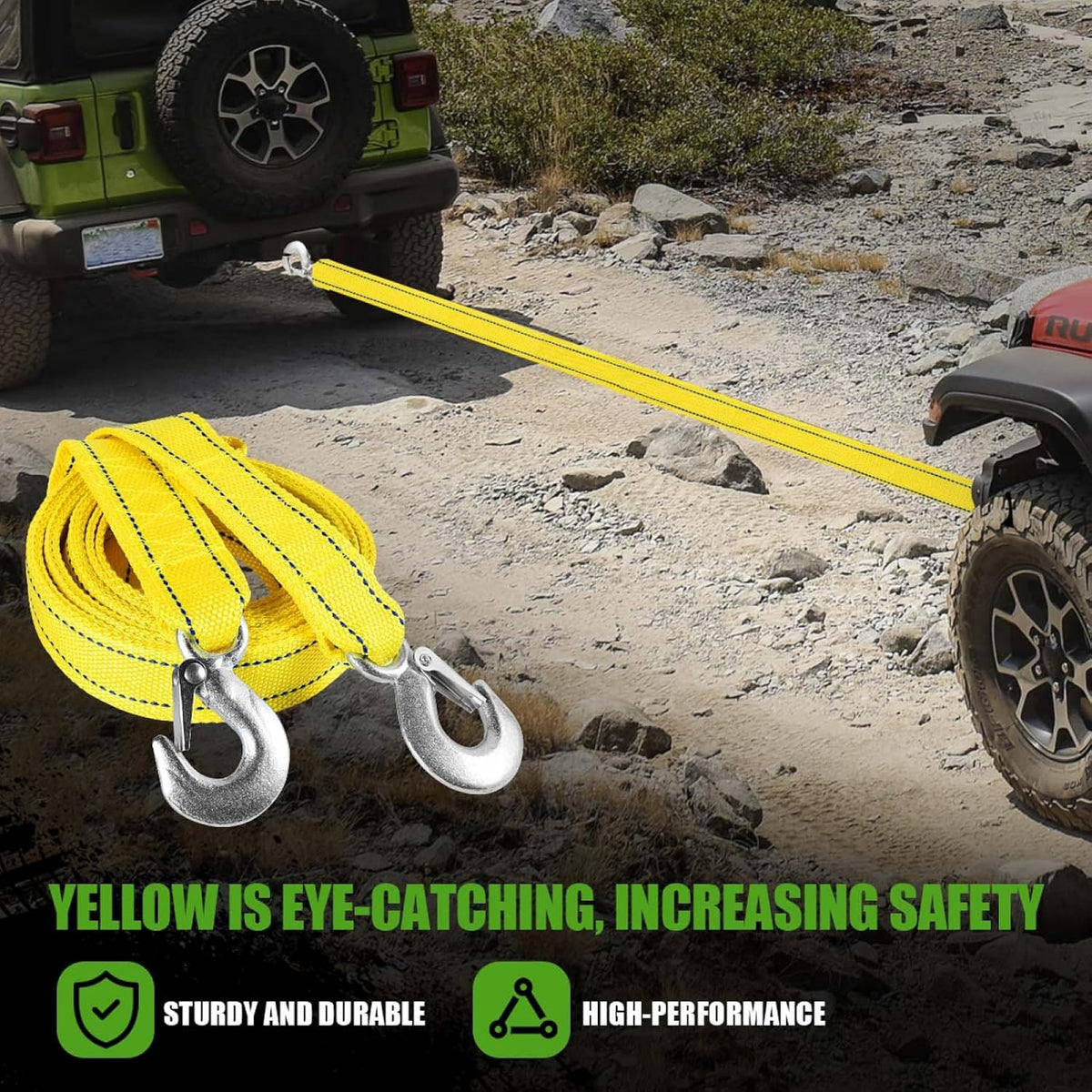 5-Ton Durable Automotive Tow Strap - 4M Thickened Multi-function Recovery Tool