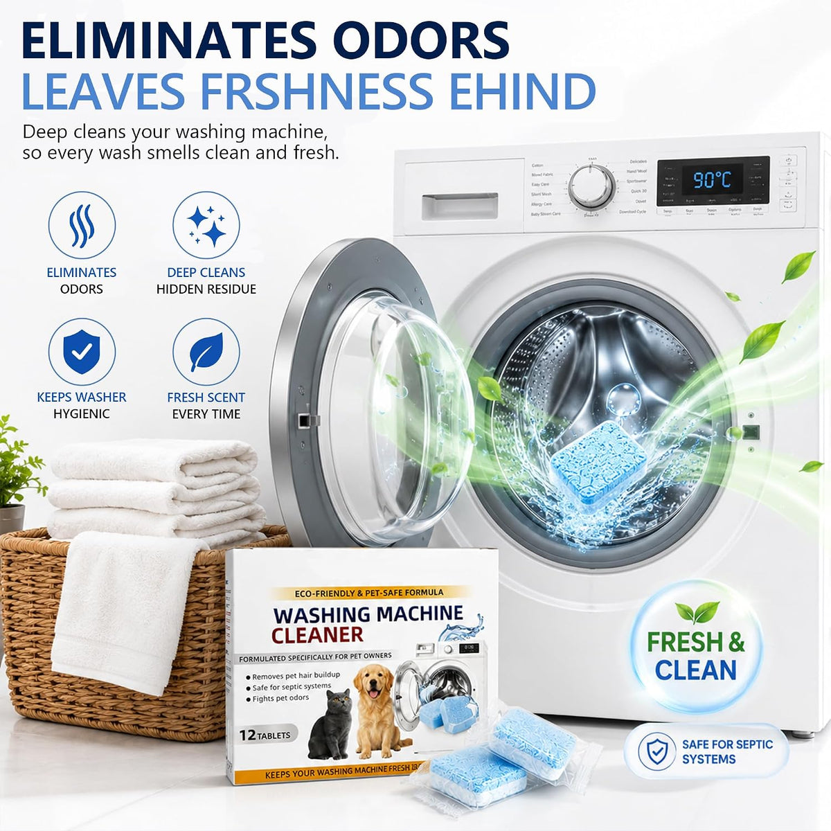 12 Pcs Multi-Purpose Washer Tub Cleaner for Home Laundry Use