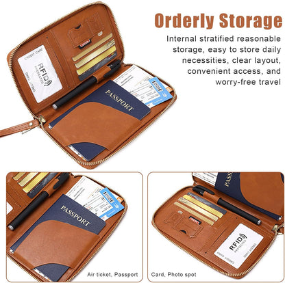 RFID Shield Multi-Functional Wallet-PU Leather Passport Holder