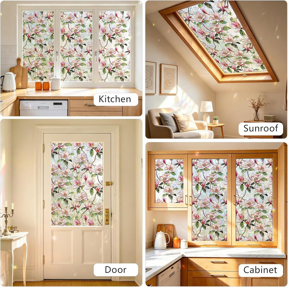 Peel-Off Patterned Adhesive Floral Mural Stickers for Wall & Window