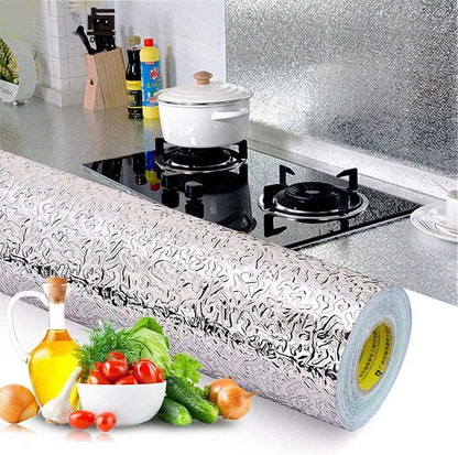 Oil-Proof Aluminum Foil Kitchen Sticker (Waterproof & Heat-Resistant, 40cm x 3m)