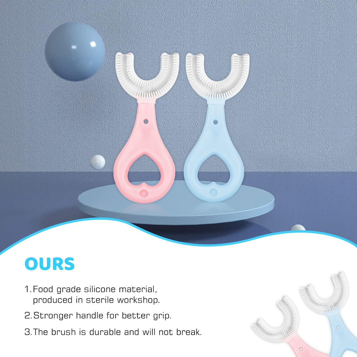 U-Shaped Toothbrush Set - Infant And Toddler Oral Care - Food-Grade Silicone