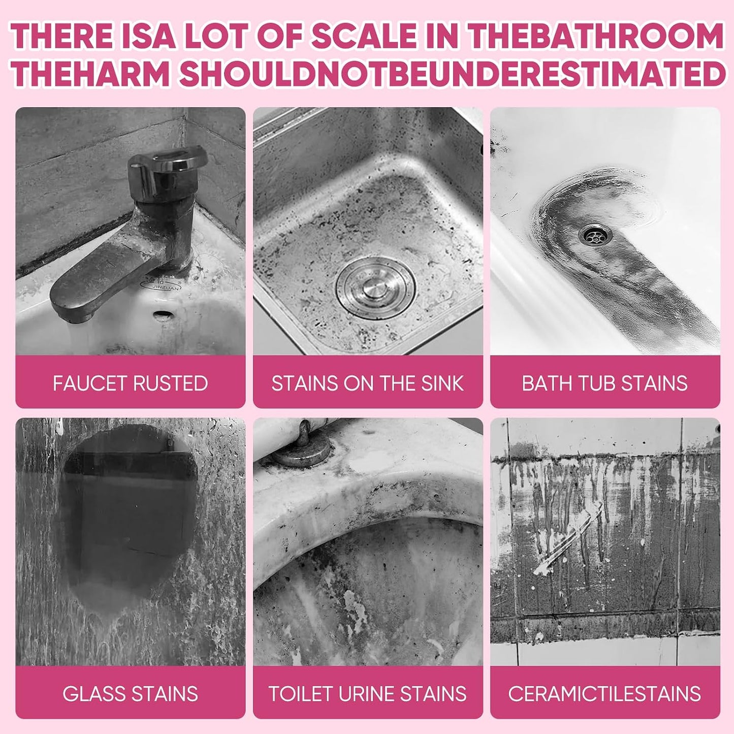 Bathroom Descaler Foam Cleaner for Sink Tub Floor Tile (10.58 oz)