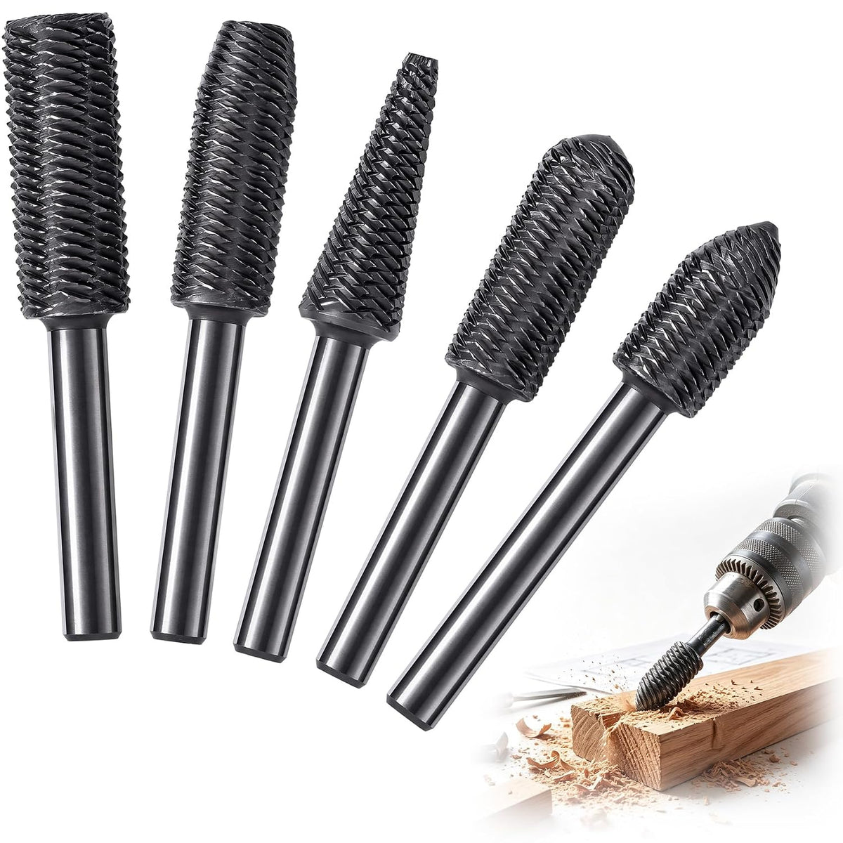 5 PCS Woodworking Twist Drill Bits