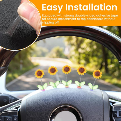 5 Pcs Sunflower Car Dashboard Decorations for Cute Cars