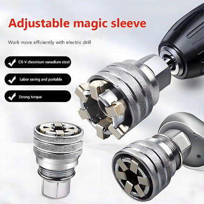 Adjustable Universal Socket Wrench 3/8" Drive Multi-Function Power Drill Bit Adapter