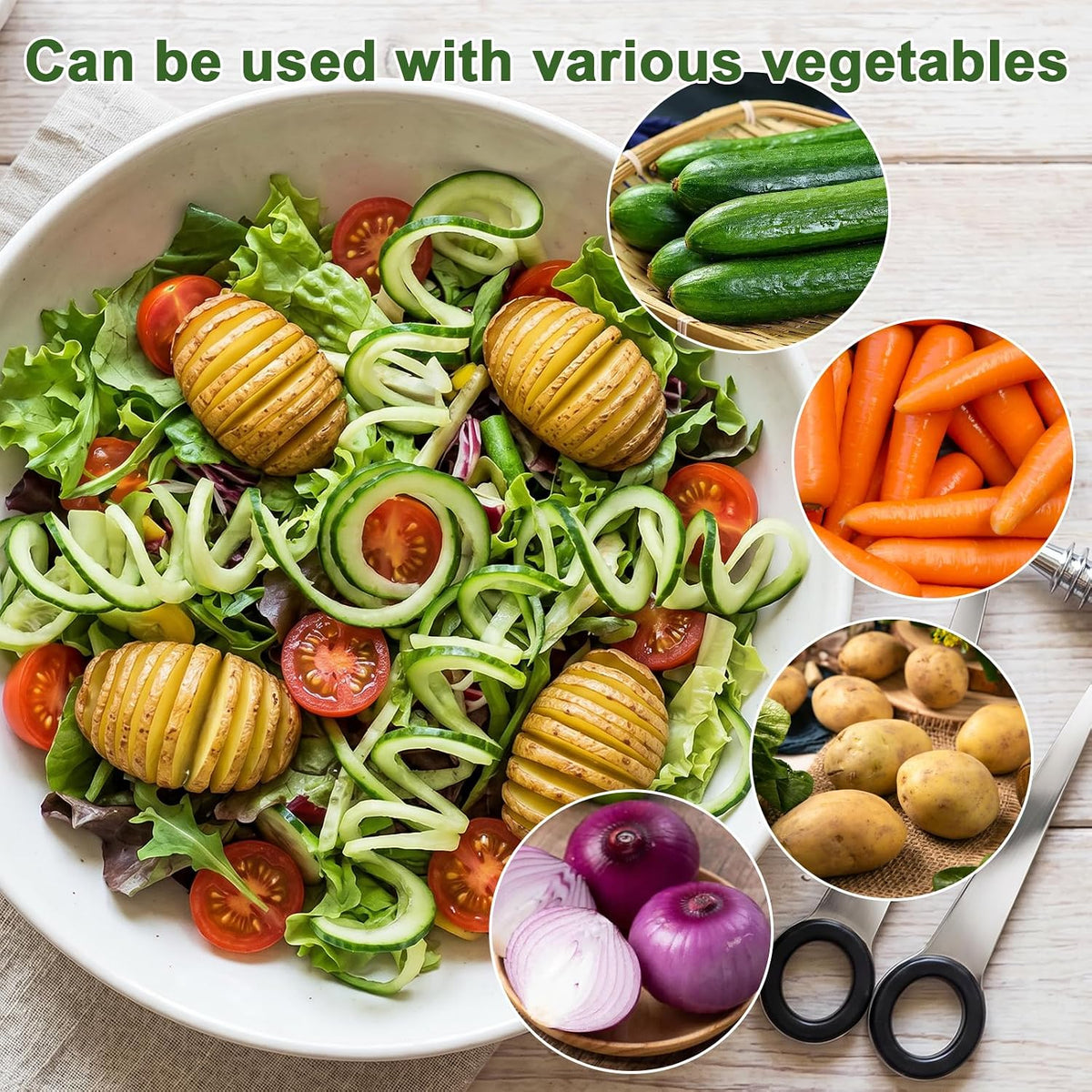 Kitchen Spiral And V-Shaped Tools,Spiral Cutter For Veggies, Fruits