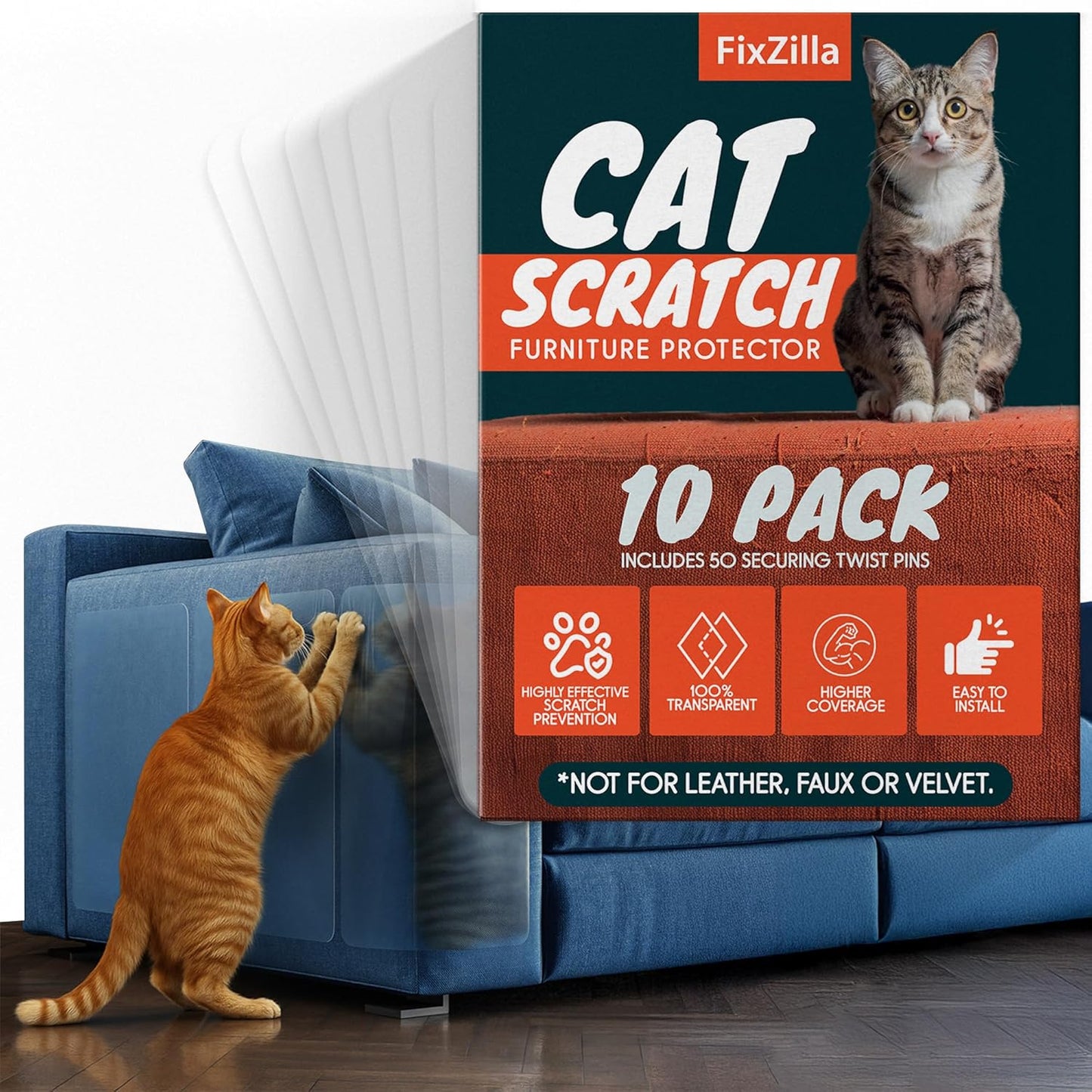 10 Pcs Transparent Anti-Scratch Sofa Protector Film