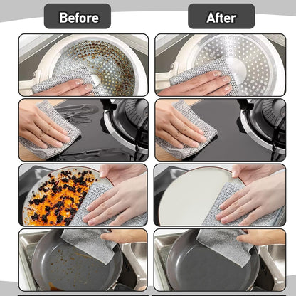 10 PCS Double-Layer Multipurpose Metal Mesh Cleaning Cloths for Dishes, Sinks & Kitchen Surfaces