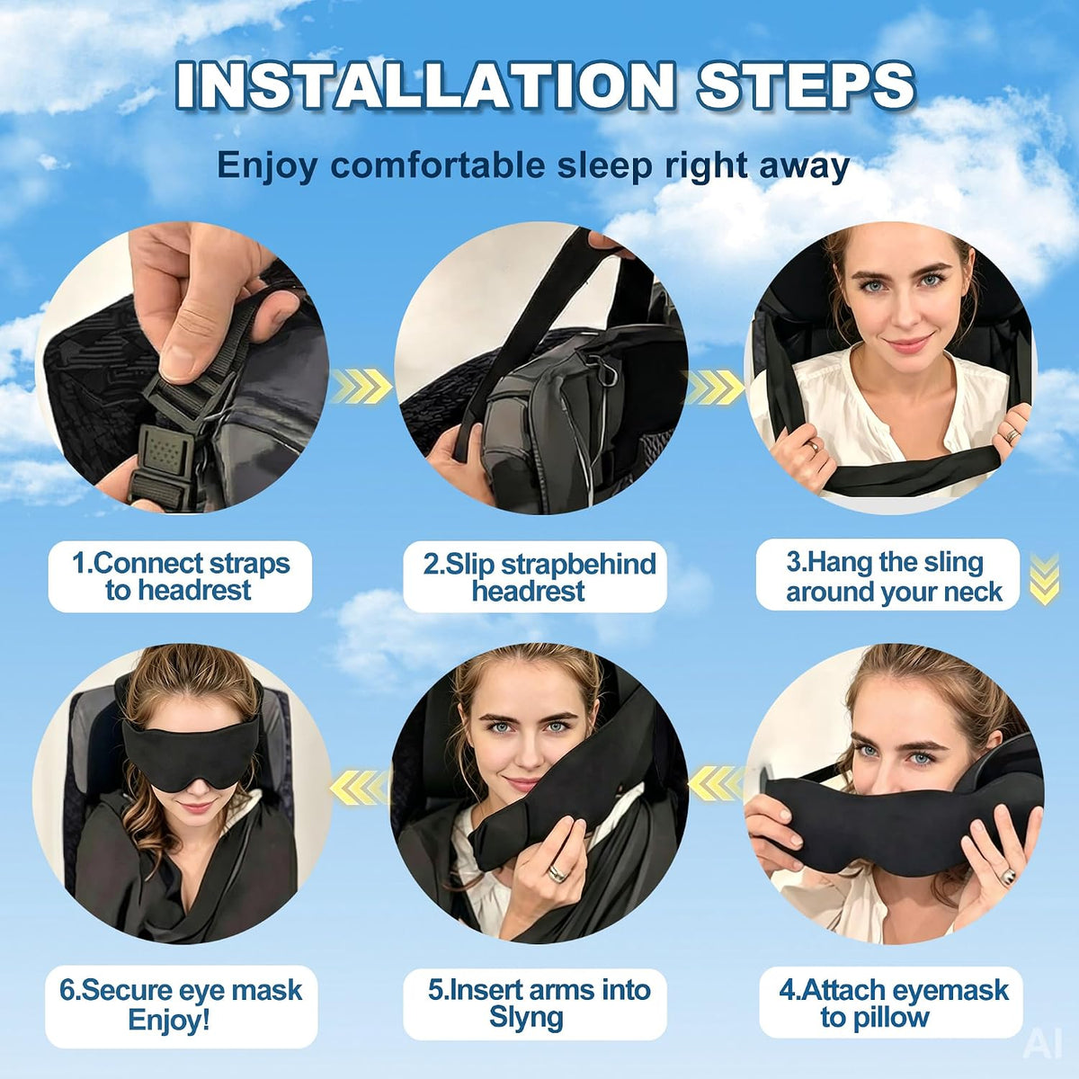 3-in-1 Aircraft Sleep Support System - Integrated Aircraft Sleep Kit