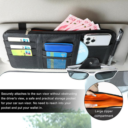 Car Sun Visor Organizer, Auto Car Interior Leather Accessories Storage Pocket