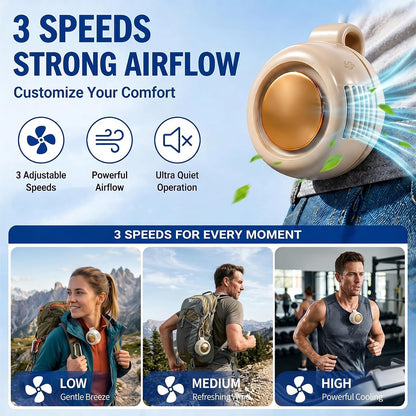 Clip-On Bladeless Fan with 3 Speeds for Outdoor, Office, Travel