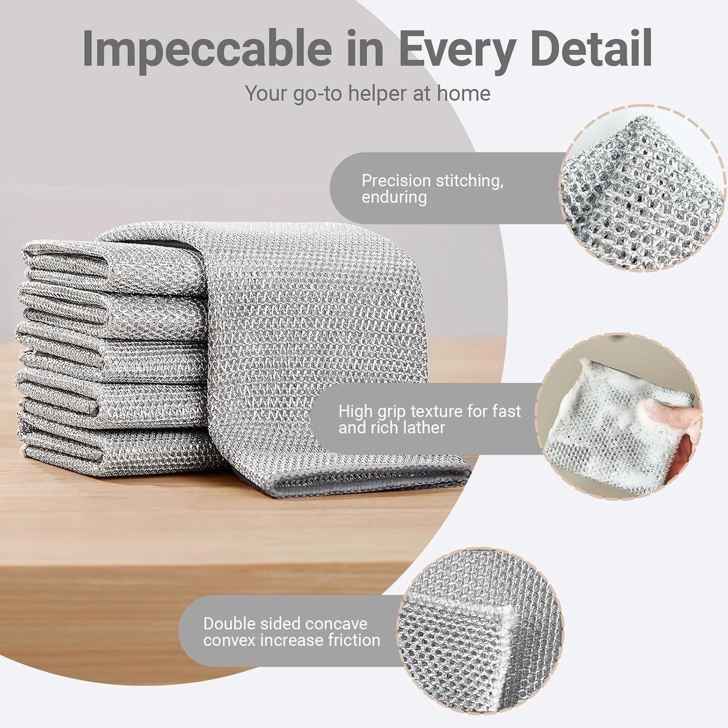 10 PCS Double-Layer Multipurpose Metal Mesh Cleaning Cloths for Dishes, Sinks & Kitchen Surfaces